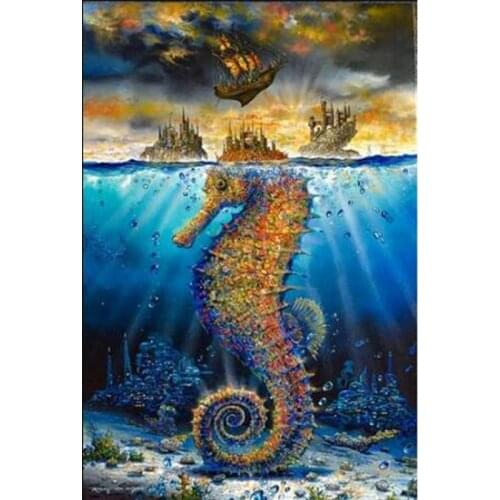 Diamond Embroidery Sea Horse Landscape Boat Diy Diamond Painting Cross Stitch Mosaic Crafts 5D Pattern Needlework Art Crafts
