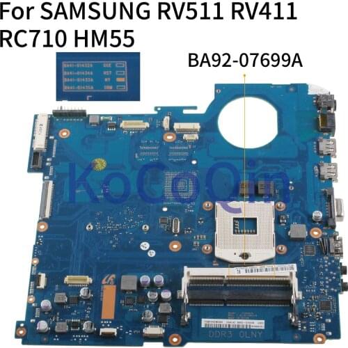 KoCoQin Laptop motherboard For SAMSUNG NP-RV411 NP-RV511 RV511 RV411 Mainboard BA41-01433A BA92-07699A HM55