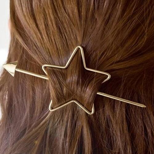 Fashion Korean Wedding Daily Gold Star Heart Casual Hair Stick Clip Pin Ornaments Hair Jewelry Accessories For Girl Women