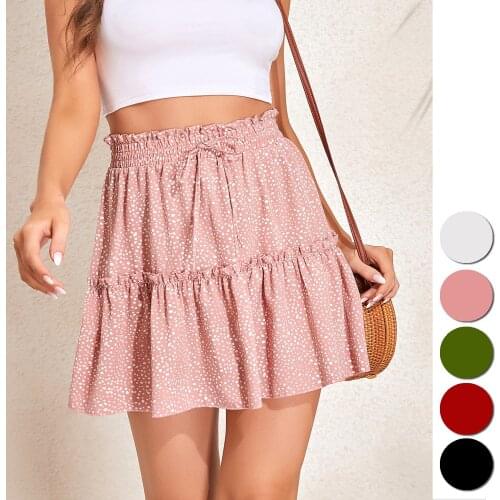 Fashion Boho High Waist Floral Mini Skirts Women 2021 Summer Casual Sweet Kawaii Yellow Flower Woman Short Skirt Jupe