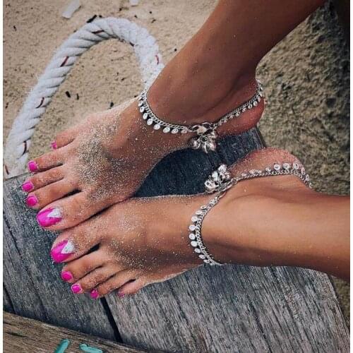 Fashion Sexy Women Silver Color Jewelry Style Indian Traditional Belly Dance Anklet with Jingling silver bell anklet