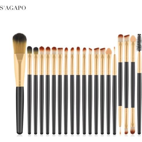 S'AGAPO 20pcs Foundation Makeup Brushes Set tools Professional Eyeshadow Eyeliner Eyebrows Concealer Cosmetics Eye Makeup tools
