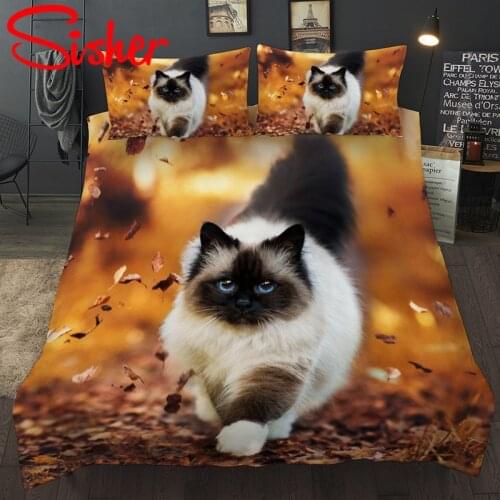 3D Cat Dog Printed Duvet Cover Sets Modern Cute Bedding Set Single Twin Double Queen King Bed Linen Set Polyester Quilt Covers