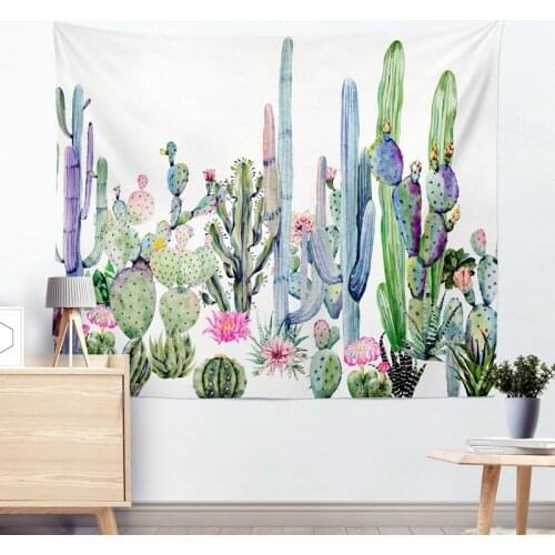 Wall Tapestry Cactus PrintedWall Hanging Mandala Tapestry Green Succulents Carpet Blanket Yoga Mat Decorative Tapestry for Home