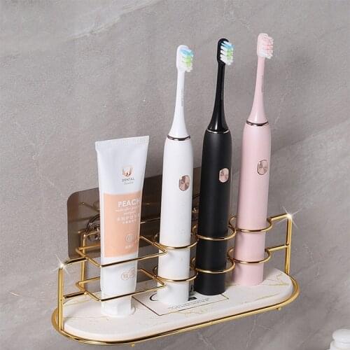 Wall Mounted Metal Electric Toothbrush Hanger Toothpaste Stand Holder With Absorbent Pad Bathroom Accessories