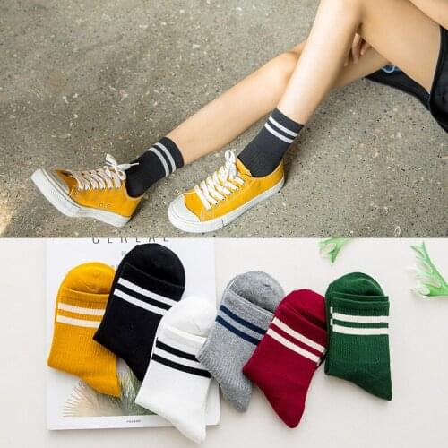 Youpin 5PCS Women Girls Casual Striped Multi-color Tube Socks Cotton Comfortable Harajuku Short Socks Fashion Female Funny Sock