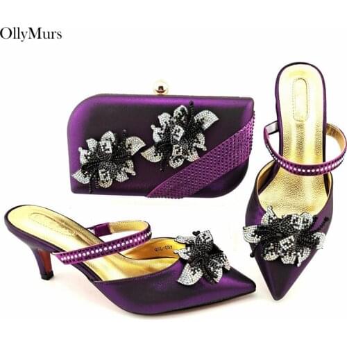 New Arrival Summer Silver Color Shoes And Bags Set Fashion Italian Women High Heels Shoes And Bag Set For Evening Party