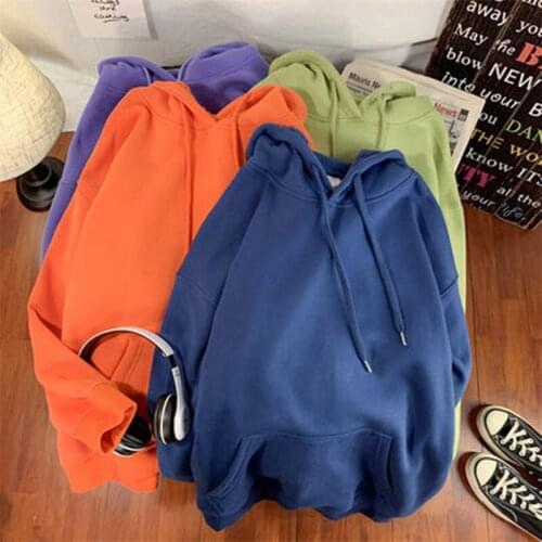 Solid Color Hoodie Warm Color Hoodie Womens Sweatshirt 2021 Spring and Autumn Pure Color White Hip Hop Streetwear Hoodie Women