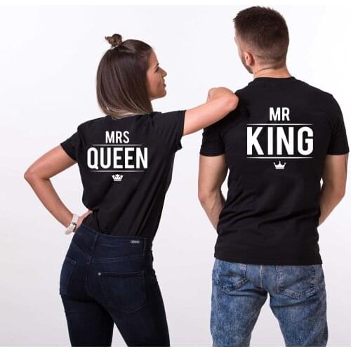 Valentines Day Gift Mr King Mrs Queen Couples T-shirt Short Sleeve Tees Cute Tops Valentine Shirts Casual Lovers Tshirts