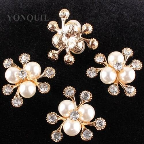 26 MM Size Imitation Pearl Triangular Brooches Material Rhinestone Corsage Crystal DIY Jewelry Accessories 10Pcs/Lot SYBB111