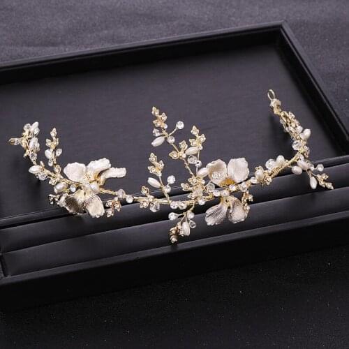 Luxurious Wedding Headband Tiara Bridal Headpieces Women Hair Jewelry Gold Silver color Crystal Pearl Handmade Hair ornaments