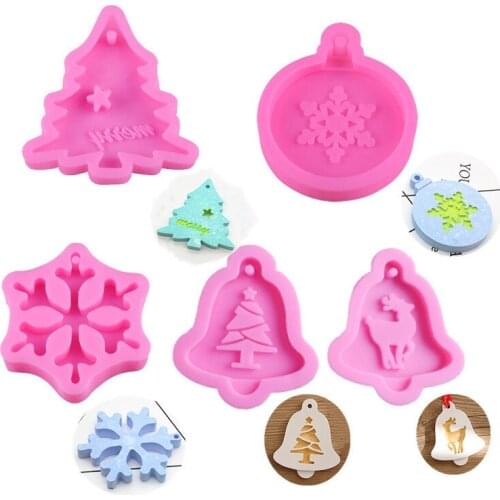 Christmas Series Silicone Mold Aromatherapy Plaster Mold Wax Snowflake Elk Fondant Chocolate Mould Car Pendant 5Styles Christmas