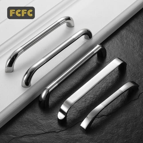 FCFC Cabinet Handles and Knobs Modern Door Handles Kitchen Silver Furniture Hardware Wardrobe Cupboard Handle Drawer Pulls