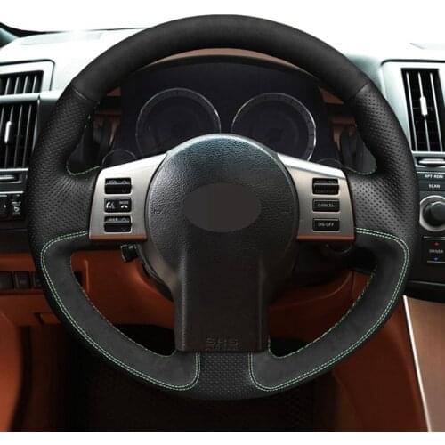 Hand Sewing Black Genuine Leather Car Steering Wheel Cover For Infiniti FX FX35 FX45 2003-2008 Nissan 350Z 2002-2009