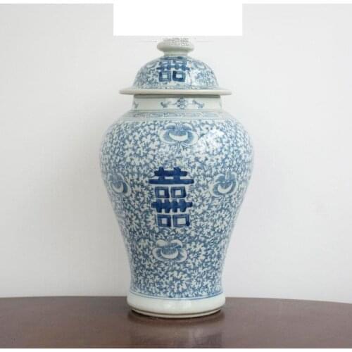 Blue And White Porcelain Ginger jar Jingdezhen Porcelain decorate jar Old Table Decoration Antique ceramic temple jar vase