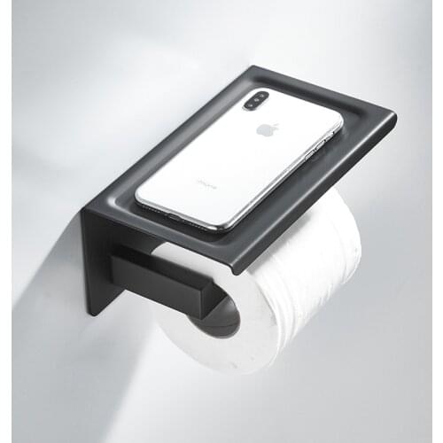 Bathroom Towel Rack with Shelf Wall Mount, Hand Towel Holder Towel Ring Multi Use Kitchen Rack Shelves Hardware Set Matte Black