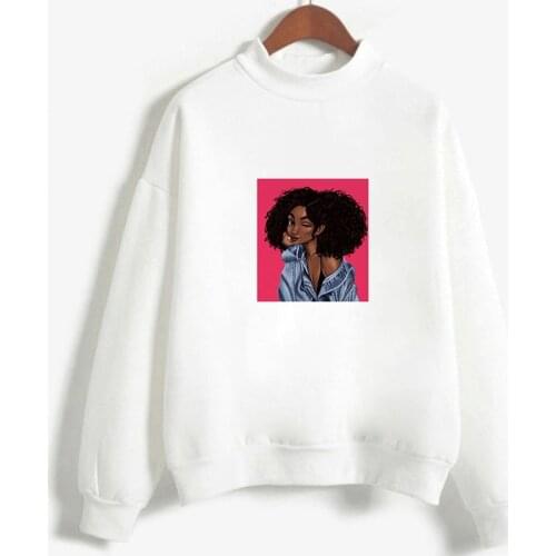 Sudadera Mujer Loose Sexy Melanin Girl Printing White Thin Pullover O-neck Kpop Moletom Sweatshirt Girls Gothic Hoodies