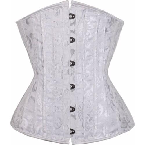 Women Corset Underbust Waist Cincher Corsets 26 Boned Black White Gothic Corset Top Bustier Plus Size Corpete Corselet XS-6XL