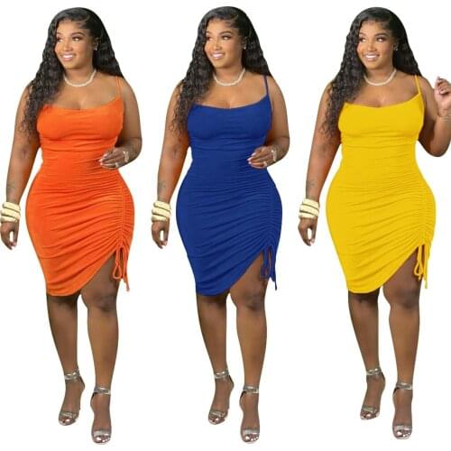 Somoshein S-4XL Plus Size Dress Women Summer Clothing 2021 Solid Halter Shirring Club Sexy Mini Dress Wholesale Dropshopping