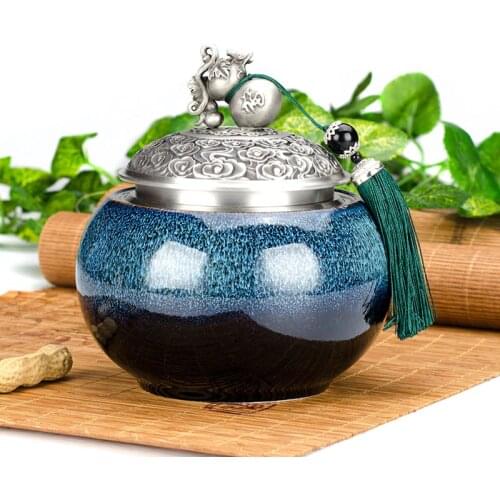 Tin Ceramic Tea Caddies Gift Metal Chinese Storage Box Seal Luxury Container Tea Caddies Home Theedoos Household Products DG50TC