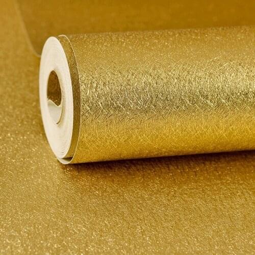 Golden 3D Thick and Thin Brushed Wallpaper Restaurant Hotel Ceiling Simple Modern Plain Gold Foil Waterproof Wallpaper