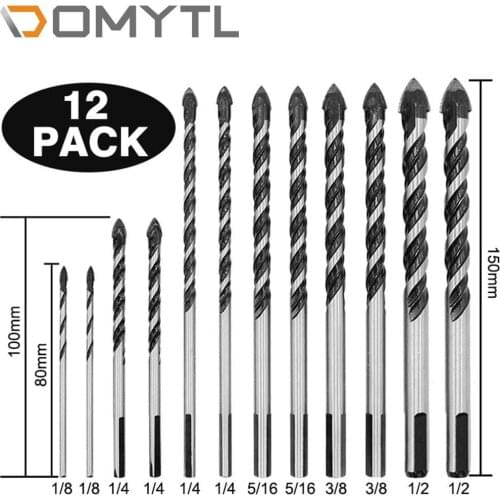12Pcs Multi-function Drill Bit for Drill Bits Set for Glass Ceramic Concrete Hole Opener Hard Alloy Triangle Bit Tools