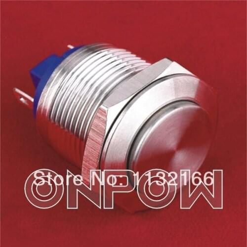 19mm OD Stainless Steel Momentary 1NO Push Button Switch High Round PinTerminals Waterproof