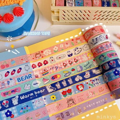 3M Kawaii Tartan Design Small Washi Masking Tape Japanese Style DIY Diary Journal Decoration School Stationary Supplies