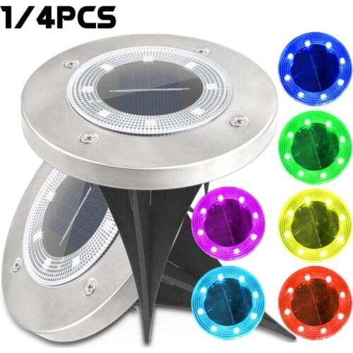 4pcs Solar Powered Ground Light Waterproof Garden Pathway Deck Lights With 8LED Lamp For Home Yard Driveway Lawn Road