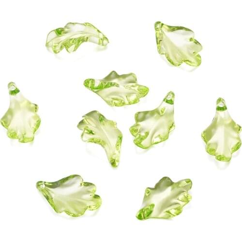 50pcs Light Green Transparent Acrylic Leaf Pendants Jewelry Findings Pendant Charms for DIY Necklace Earrings Making Supplies