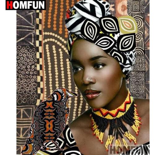 HOMFUN Full Square/Round Drill 5D DIY Diamond Painting "African woman" 3D Embroidery Cross Stitch 5D Home Decor A13449