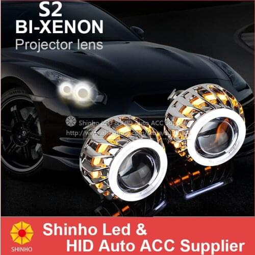Factory Price Car BI Xenon HID H4 H7 H1 Projector Kits CCFL Double Angel Eyes Projector Lens Bulbs Waterproof Free Shipping