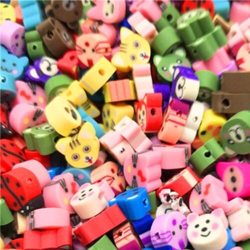 30pcs/lot 10mm Animal Beads Polymer Clay Beads Polymer Clay Spacer Beads For Jewelry Making DIY Bracelet necklace