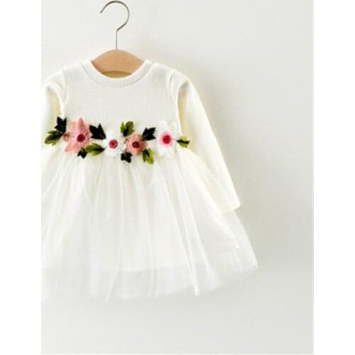 Princess Kids Baby Girls Dress Lace Flower Tulle Christening Gowns Tutu For Babies 1st Birthday Outfits Toddler Baptism Cosutme