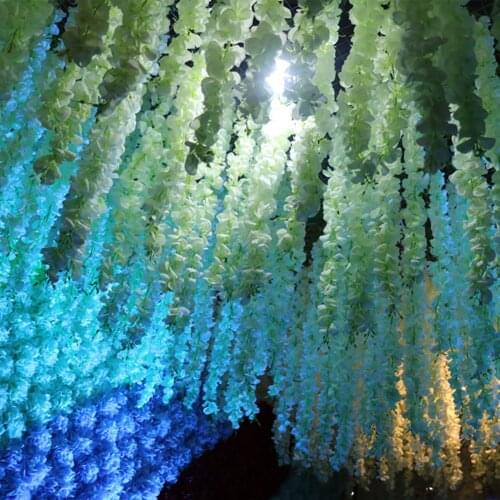 2m Artificial Hydrangea Wisteria Flower For Diy Simulation Wedding Arch Rattan Wall Hanging Home Party Decoration Fake Flower