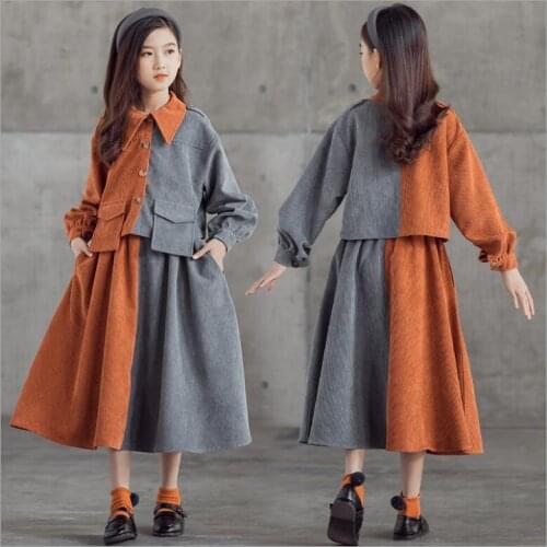 Korea Kids Clothes Girls 2021 Spring Coats And Skirts 2 Pcs Sets Fashion Personality Baby Girl Outfits Teen Clothing