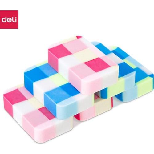 Deli Cute Pencil Erasers 24 Pcs Candy Colors Erasers for Kids Stationery Material Environmental Safety School Supplies Wholesale