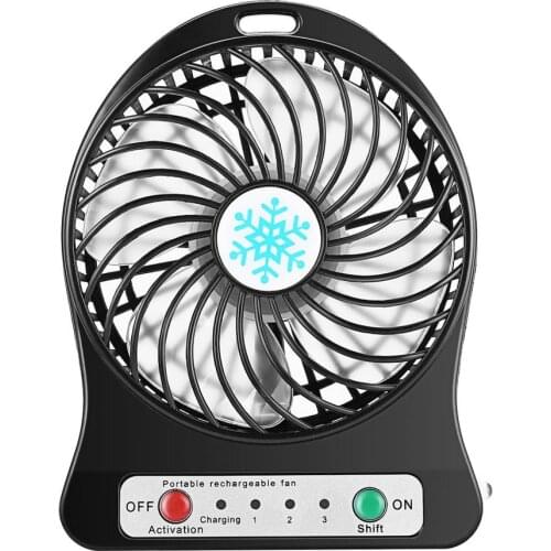Mini Portable Fan Usb Rechargeable Air Cooler 4-inch 3 Modes Speed LED Lighting Function Desktop Fan Student Fan