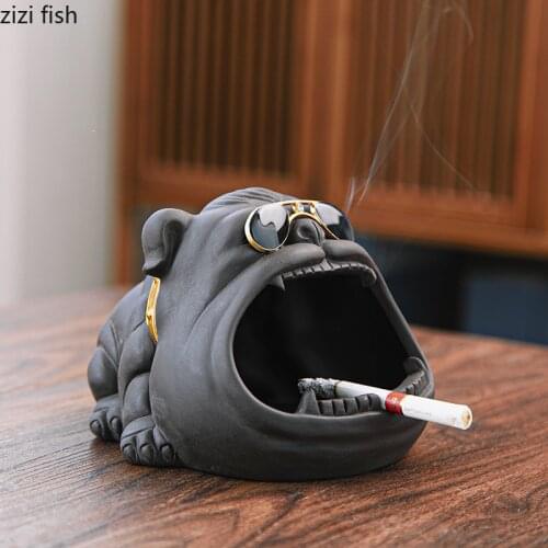 Multi-style Animal Shaped Ashtrays Domineering Hippo Fire-resistant Ceramic Ashtrays Desktop Black Ash Tray Gifts for Boyfriend