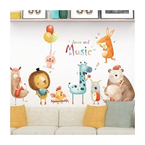 Cartoon 3D Wallpaper Animal Concert Kindergarten Wall Decor Kids Room Decoration Baby Room Wall Stickers Poster Animal Wall Art
