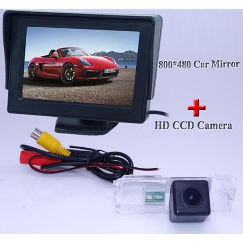 Night vision ccd image sensor car reversing camera with lcd car screen monitor 2 in 1 use for VW MAGOTAN/POLO Hatchback