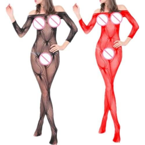 Newest Women Lingerie Sexy Open Crotch Bodysuit Body Stocking Sleepwear Spider Pajamas Female Jumpsuit Bodystocking Sexy Clothes