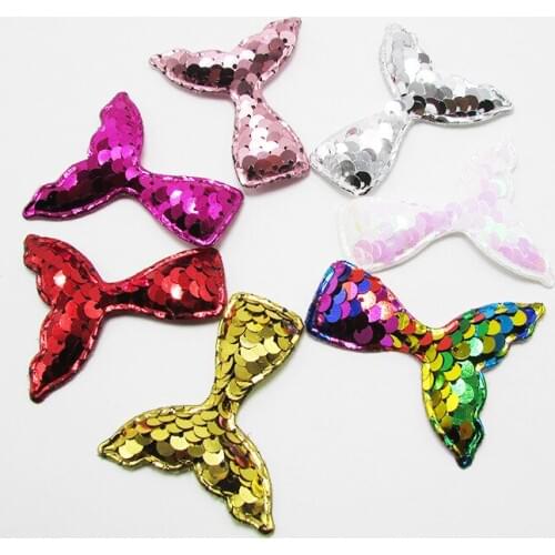 Wholesale Handmade 50pcs Fashion Cute Glitter Mermaid Tail DIY Parts Solid Sequin Birthday DIY Decoration DIY Hair Accessories
