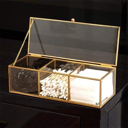 Make Up Organizer Glass Jewelry Storage Box Cotton Swab Case Organizadores De Maquillaje En Acrilico Cosmetic Storage Box