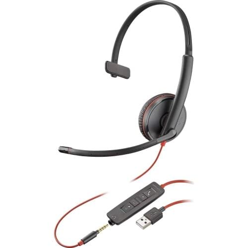 P lantronics Blackwire 3215 USB-A Comfort Fit Wired On-Ear Headphones With Mic and Volume Control, Black