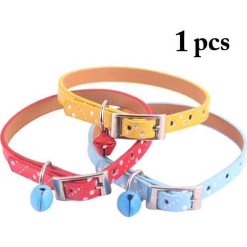 1pcs Random Color Dog Collar Adjustable Handmade Dog Accessories Pet Dot Printed Cat Puppy Bell Collar Dog Leash for Dogs
