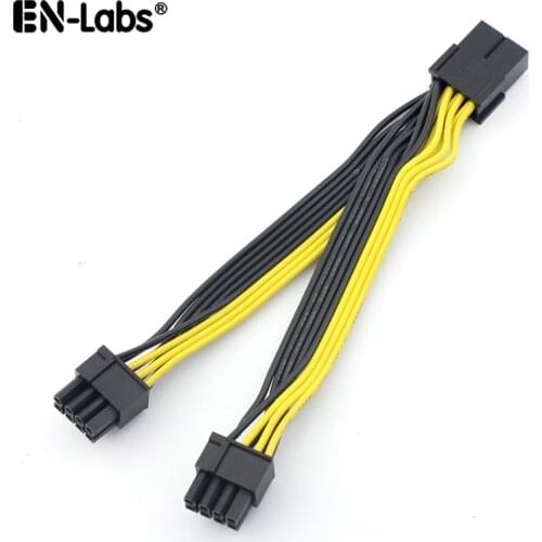 PCIe GPU 8pin to Dual Splitter Power Extension Cable, 8 Pin Male to 2 6+2pin Female Vidoe Card Cord for Mining