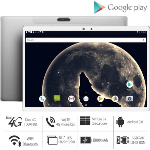 2021 Newest 10.1 inch Tablet PC MT6797 Deca Core 6GB RAM 128GB ROM 4G LTE 13.0/5.0MP Android 9.0 1920X1200 2.5K IPS Tablets