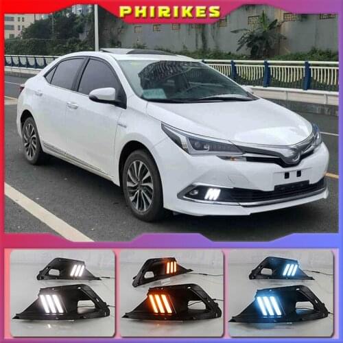 For Toyota Corolla 2016 2017 2018 fog lamp DC 12V ABS DRL with yellow turn signal lights Car Led Daytime Running Lights