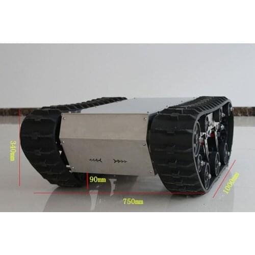 Big Load RC Shock Absorber Robot Crawler Tank Model Car Chassis with 12V 300rpm Motor High Stainless Steel Plate Metal Tracks
